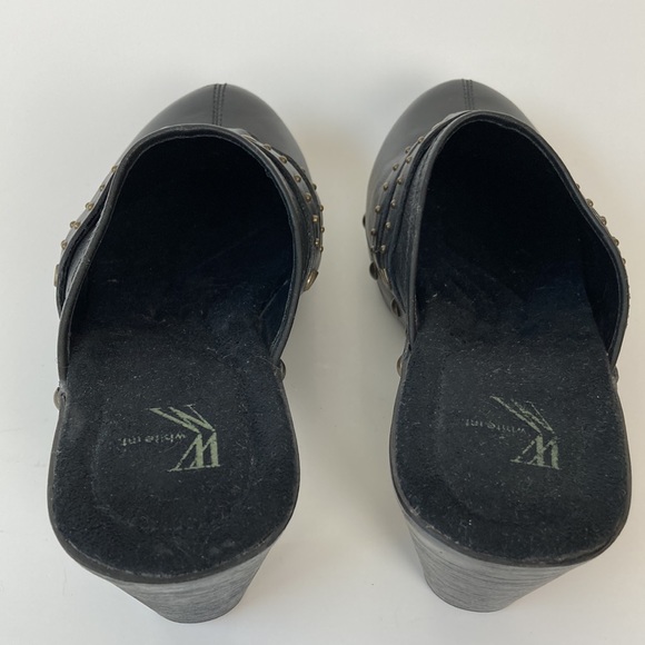 White Mountain Black Studded Leather Priscilla Mid Heel Clog - Picture 7 of 10